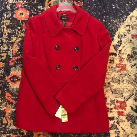 NWT! Style & Co. Red Pea Coat - Picture 3 of 4